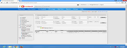 iProtect Access Control Masters Update Emp Classification